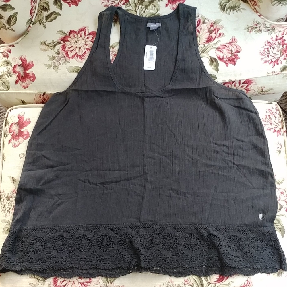 Black/charcoal flowy, lacy Aerie tank top
